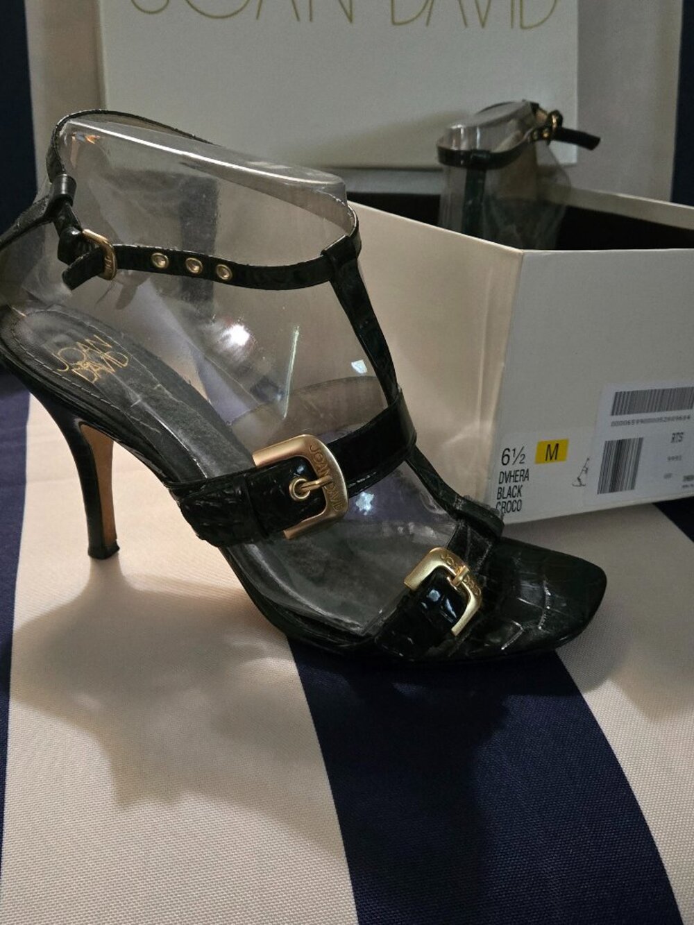 Joan & David Women's Black Croc Heels Size 6 1/2